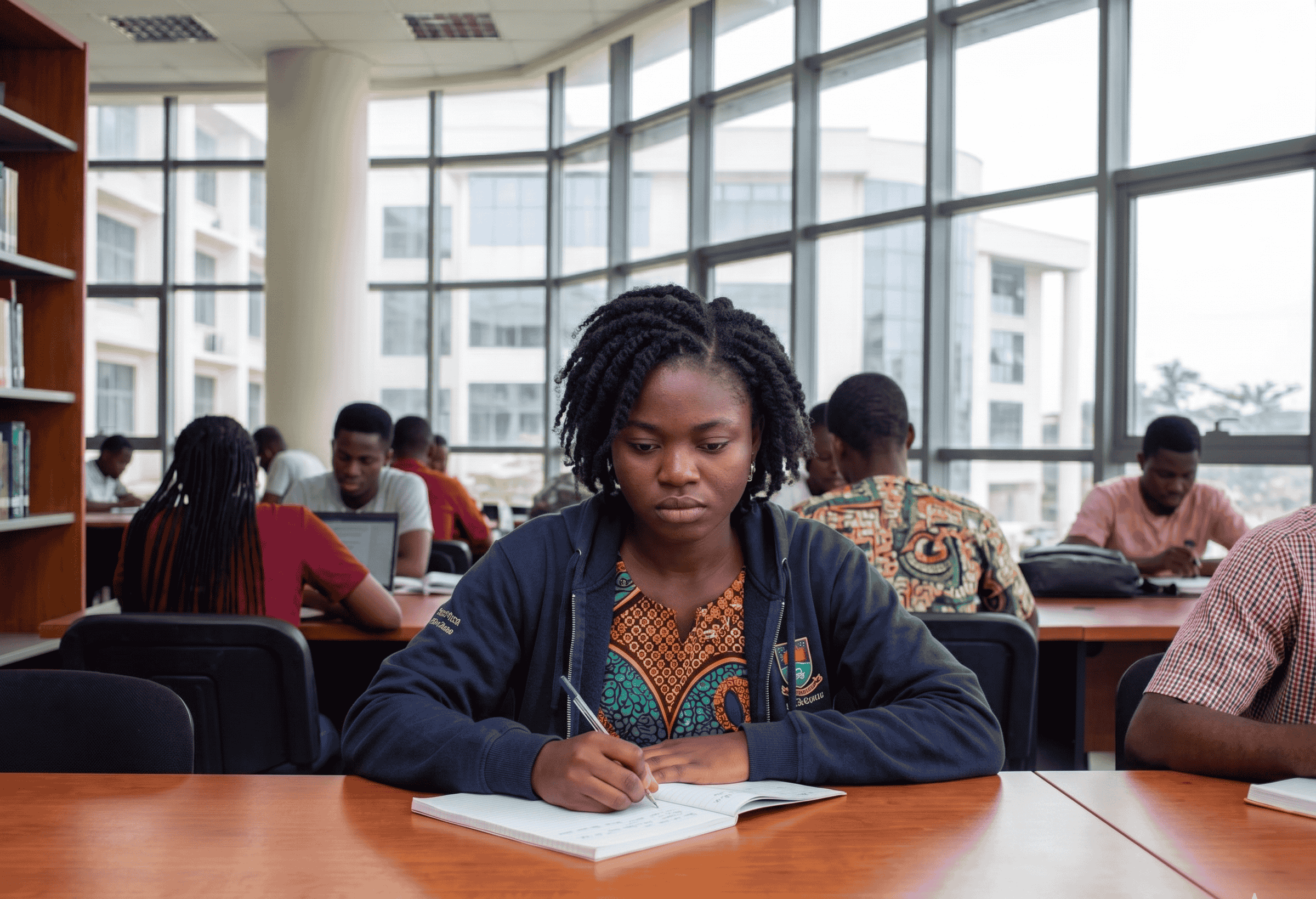 Students studying in a classroom